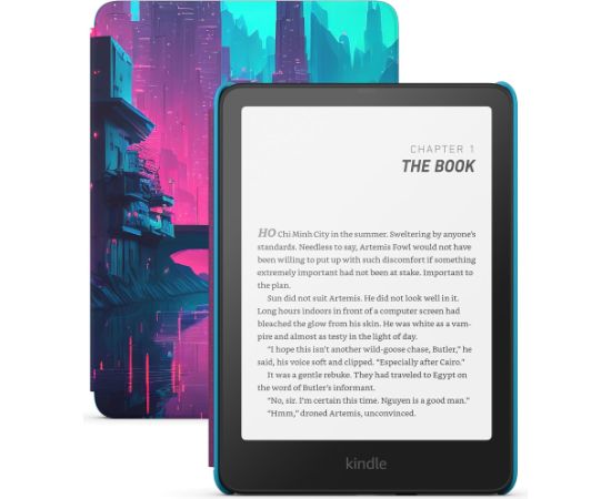 Amazon Kindle Paperwhite Kids 16GB (newest model) – larger 7" glare-free display – Kids read an average of 1+ hour per day with Kindle – Cyber City