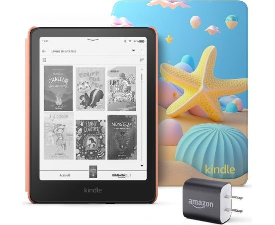 Amazon Kindle Paperwhite Kids 16GB (newest model) – larger 7" glare-free display – Kids read an average of 1+ hour per day with Kindle – Starfish