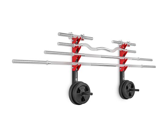 Pie sienas stiprināms svaru un stieņu uzglabāšanas statīvs MH-S208 - Marbo Sport Svaru stieņa statīvi