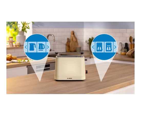 Bosch Compact Toaster TAT3M127 MyMoment Number of slots 2 Housing material Plastic Beige