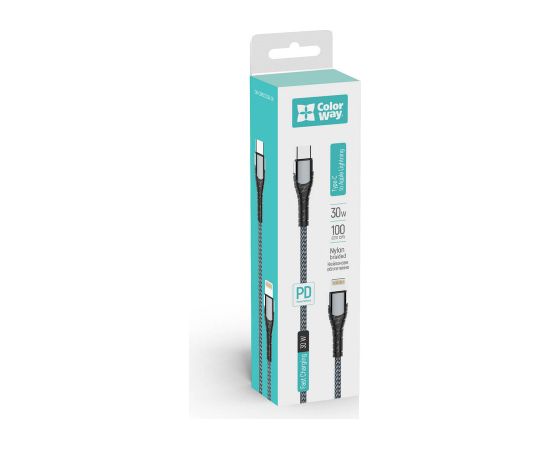 ColorWay Cable Type-C - Apple Lightning (PD Fast Charging) 3.0А (30W), 1m CW-CBPDCL033-GR