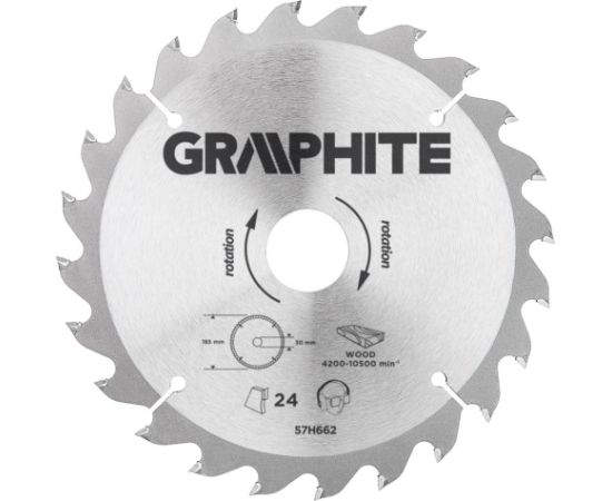 Griešanas disks kokam Graphite 57H662; 185x30 mm