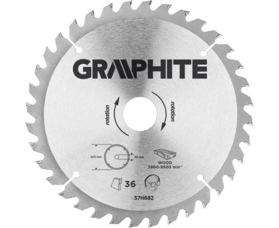 Griešanas disks kokam Graphite 57H682; 205x30 mm