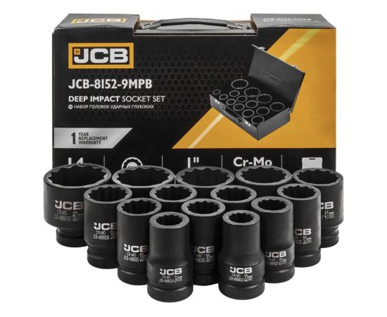 Uzgriežņu galviņu komplekts JCB 8152-9MPB; 1''; 14 gab.