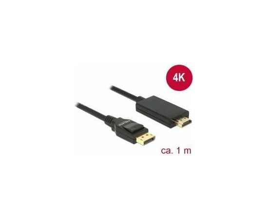 Delock Cable Displayport 1.2 (M) - High Speed HDMI-A (M) passivev 4K,  3m; black