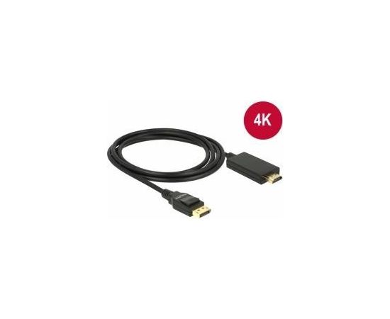 Delock Cable Displayport 1.2 (M) - High Speed HDMI-A (M) passivev 4K,  2m; black