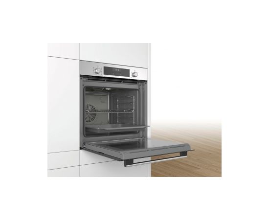 BOSCH HBA533BW0S cepeškrāsns, iebūvējama, 71L, balta, 3D Hot air plus, Display