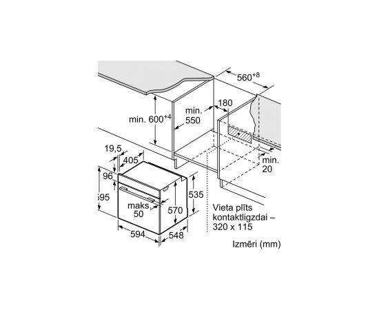 BOSCH HBA533BW0S cepeškrāsns, iebūvējama, 71L, balta, 3D Hot air plus, Display