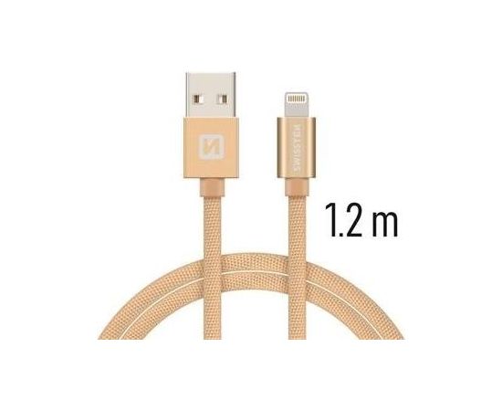 Swissten Textile Fast Charge 3A Apple Lightning (MD818ZM/A) Datu un Uzlādes Kabelis 1.2m Zelta