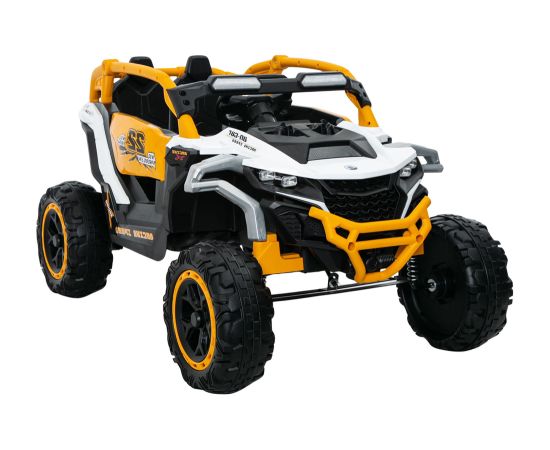 Lean Cars M3 Yellow and White Battery-Powered Vehicle 4x4