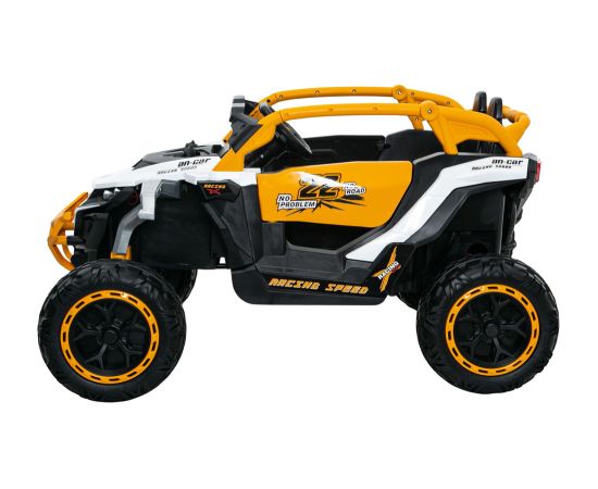 Lean Cars M3 Yellow and White Battery-Powered Vehicle 4x4
