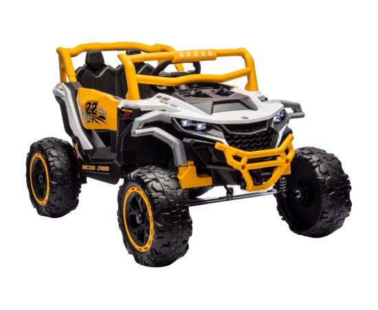 Lean Cars M1 White and Yellow Battery-Powered Vehicle 4x4