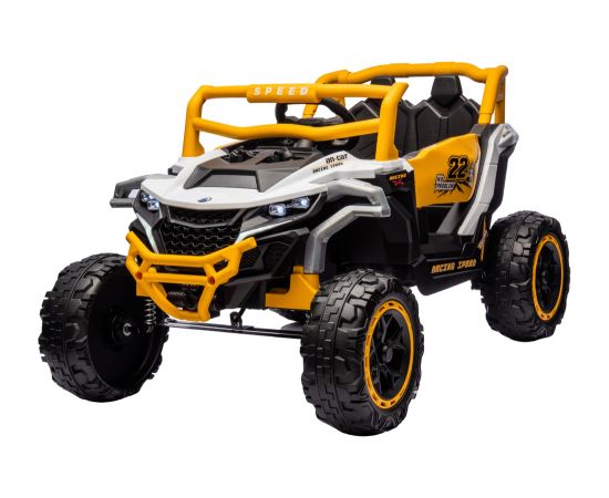 Lean Cars M1 White and Yellow Battery-Powered Vehicle 4x4