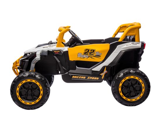 Lean Cars M1 White and Yellow Battery-Powered Vehicle 4x4