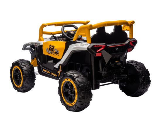 Lean Cars M1 White and Yellow Battery-Powered Vehicle 4x4