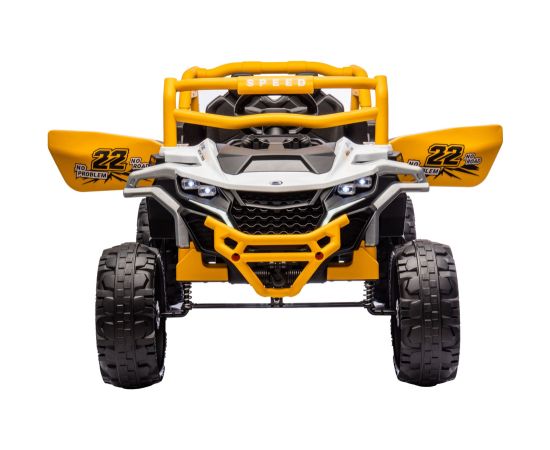 Lean Cars M1 White and Yellow Battery-Powered Vehicle 4x4