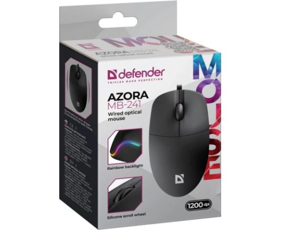 WIRED MOUSE DEFENDER AZORA MB-241 RF BLACK 1200dpi 3P