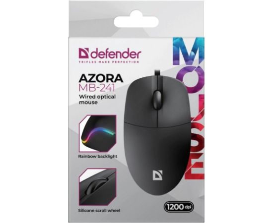 WIRED MOUSE DEFENDER AZORA MB-241 RF BLACK 1200dpi 3P