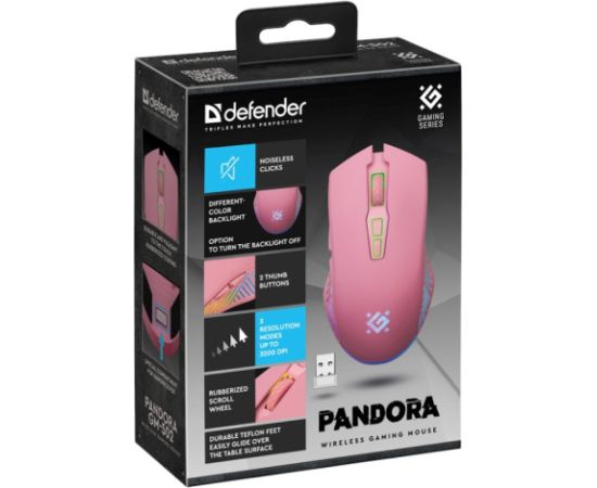 WIRELESS MOUSE DEFENDER PANDORA RF PINK 3200dpi 7P