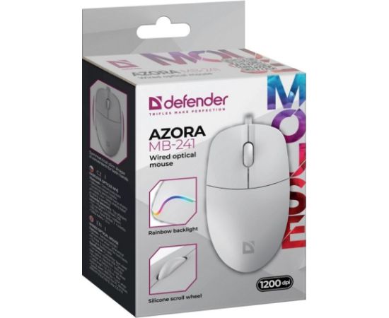 WIRED MOUSE DEFENDER AZORA MB-241 RF WHITE 1200dpi 3P