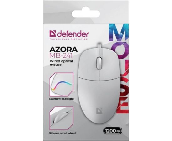 WIRED MOUSE DEFENDER AZORA MB-241 RF WHITE 1200dpi 3P
