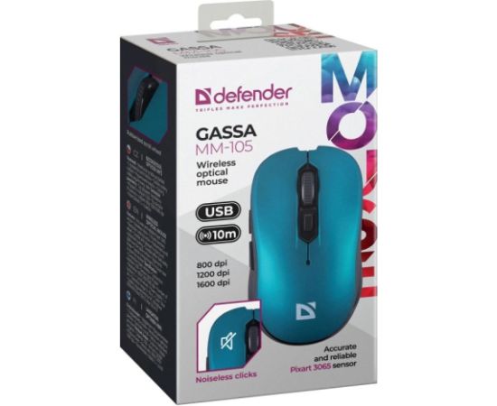 MOUSE DEFENDER GASSA MM-105 RF SILENT BLUE