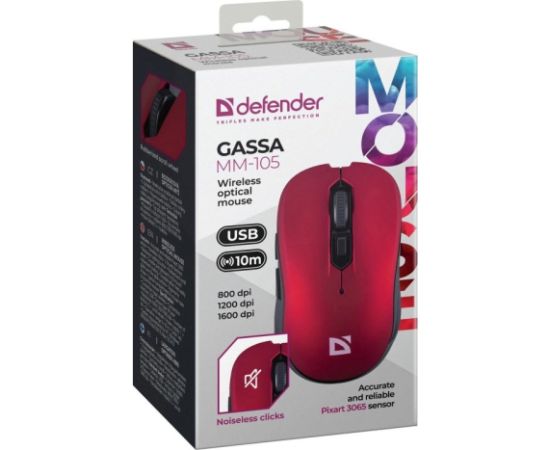 MOUSE DEFENDER GASSA MM-105 RF SILENT RED
