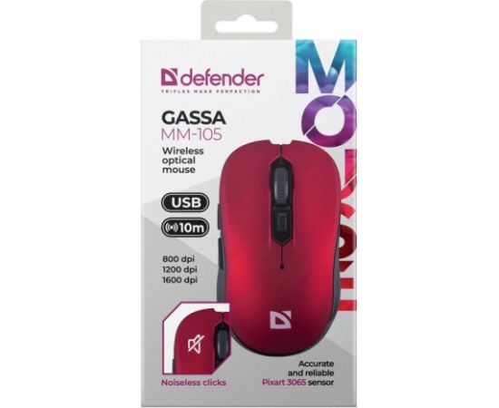 MOUSE DEFENDER GASSA MM-105 RF SILENT RED
