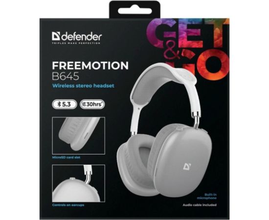 HEADPHONES DEFENDER BLUETOOTH FREEMOTIONB645 GREY Наушники
