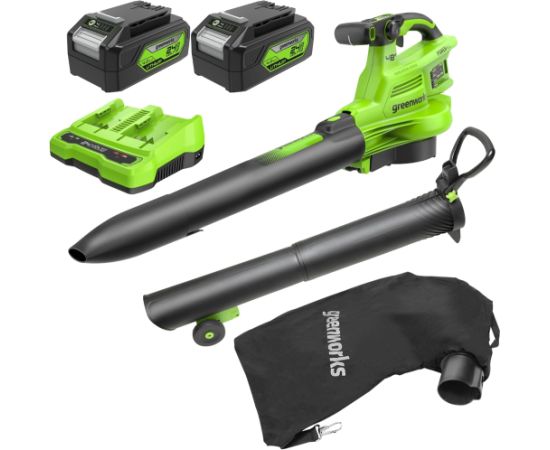 Akumulatora lapu sūcējs-pūtējs Greenworks BL48L421-01; 2x24 V; 2x4,0 Ah akum.