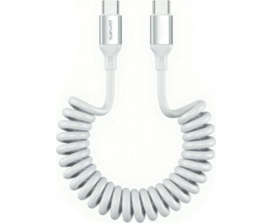 4smarts USB-C Spirālveida datu un uzlādes kabelis 1.35m / 100W / balts Data USB kabeļi