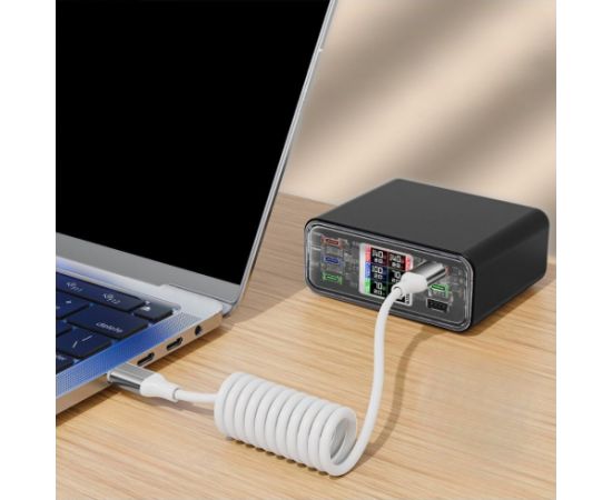 4smarts USB-C Spirālveida datu un uzlādes kabelis 1.35m / 100W / balts Data USB kabeļi