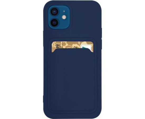Hurtel -  Card Case Silicone Wallet Case with Card Slot Documents for Samsung Galaxy S21 Ultra 5G Navy Blue