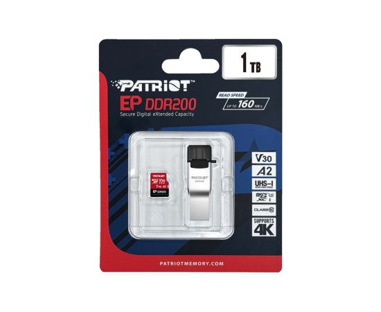 Patriot EP DDR200 Micro SDXC 1TB 160/120 MB/s U3 Atmiņas kartes micro SD SDHC