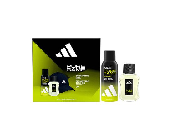 Adidas Pure Game Dárková sada EDT 50 ml, deospray 150 ml a kšiltovka 50ml