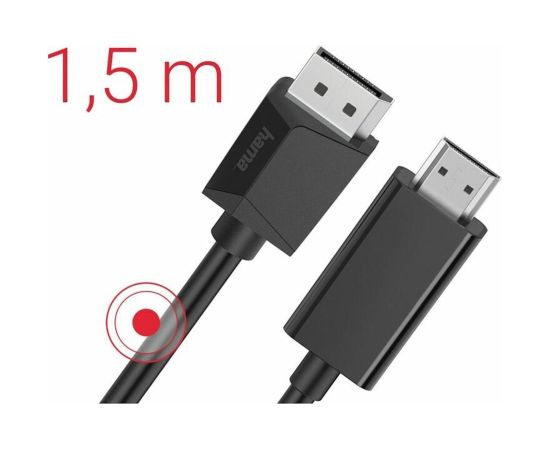 Hama DisplayPort uz HDMI kabelis 4K Ultra HD 1.5m