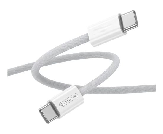 JBL Jellico IP15 Pīta auduma iPhone 15 / 16 USB-C uz USB-C Datu & Ātrās PD 60W uzlādes kabelis 1m Balts Data USB kabeļi