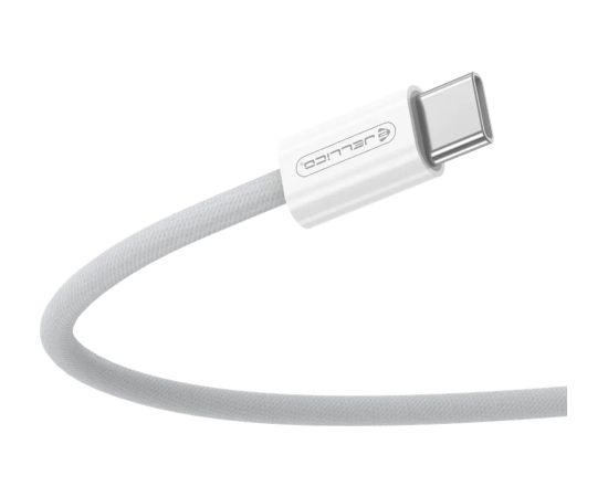 JBL Jellico IP15 Pīta auduma iPhone 15 / 16 USB-C uz USB-C Datu & Ātrās PD 60W uzlādes kabelis 1m Balts Data USB kabeļi