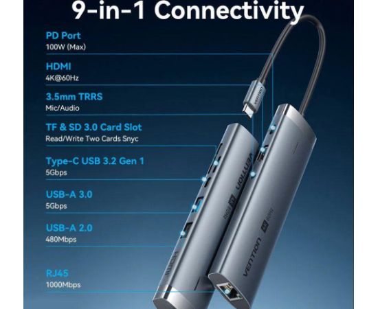 NB ACC DOCKING STATION 9IN1/USB-C 0.15M TGVHB VENTION
