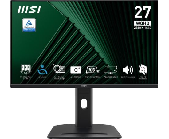LCD Monitor MSI PRO MP275QPG 27" Business Panel IPS 2560x1440 16:9 100 Hz 1 ms Speakers PROMP275QPG