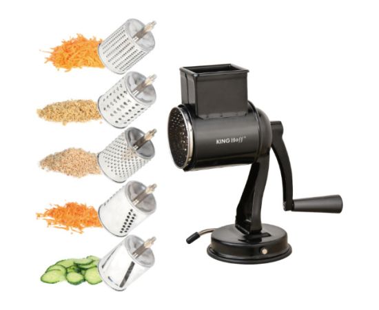 Цилиндрическая тёрка, с 5 сменными картриджами, чёрная, KINGHoff, KH 1951 Mиксеры