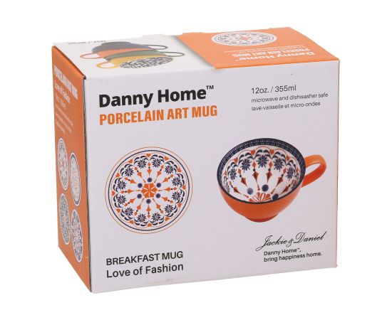 Mug SEREN H7,7cm 355ml, orange/blue
