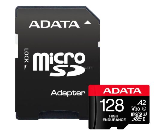 ADATA High Endurance 128GB V30 A2 MICRO SDXC with Adapter Atmiņas kartes micro SD SDHC