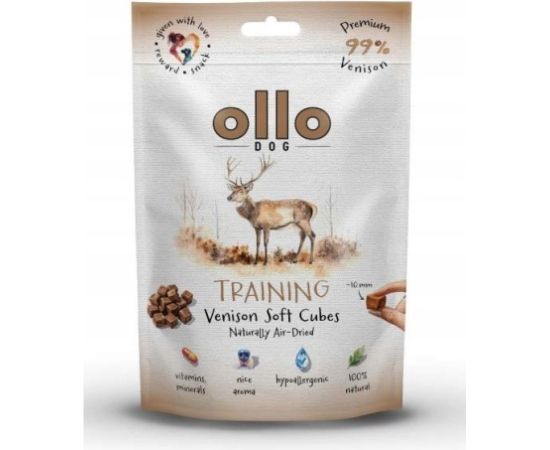 OLLO Air Dried Training Venison Cubes - dog treat - 80g