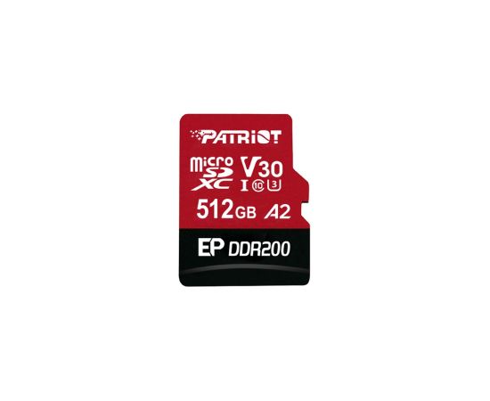Patriot EP DDR200 Micro SDXC 512GB 160/120 MB/s U3 Atmiņas kartes micro SD SDHC