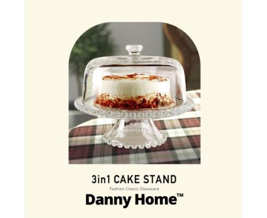 Glass platter 3in1 CAKE PLATE D31xH23cm