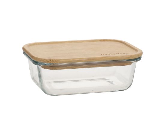 Bowl BOXY 14,5x10,5xH4,8cm 370ml, glass, bamboo