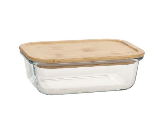 Bowl BOXY 17x12,6xH5,3cm 640ml, glass, bamboo