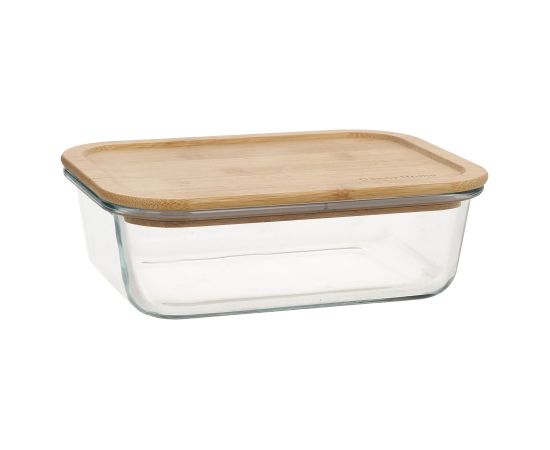 Bowl BOXY 19,7x14,7xH5,8cm 1000ml, glass, bamboo