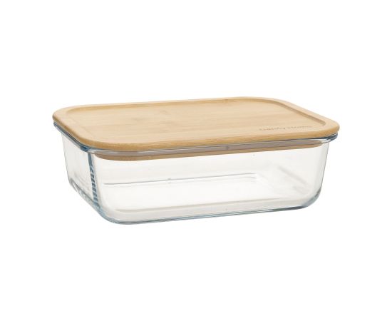 Bowl BOXY 22x16,4xH6,7cm 1500ml, glass, bamboo